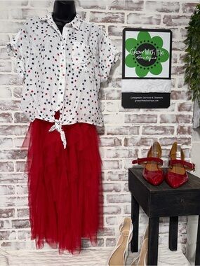 Sincerely Jules Red Tulle Layered Skirt
